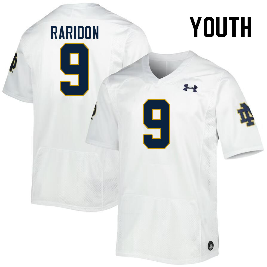 Youth #9 Eli Raridon Notre Dame Fighting Irish College Football Jerseys Stitched-White - Click Image to Close